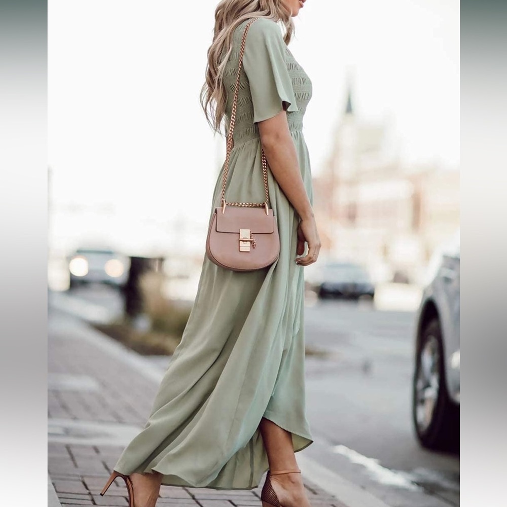 Sage Green Flowy Midi/Maxi Dress — Women’s M